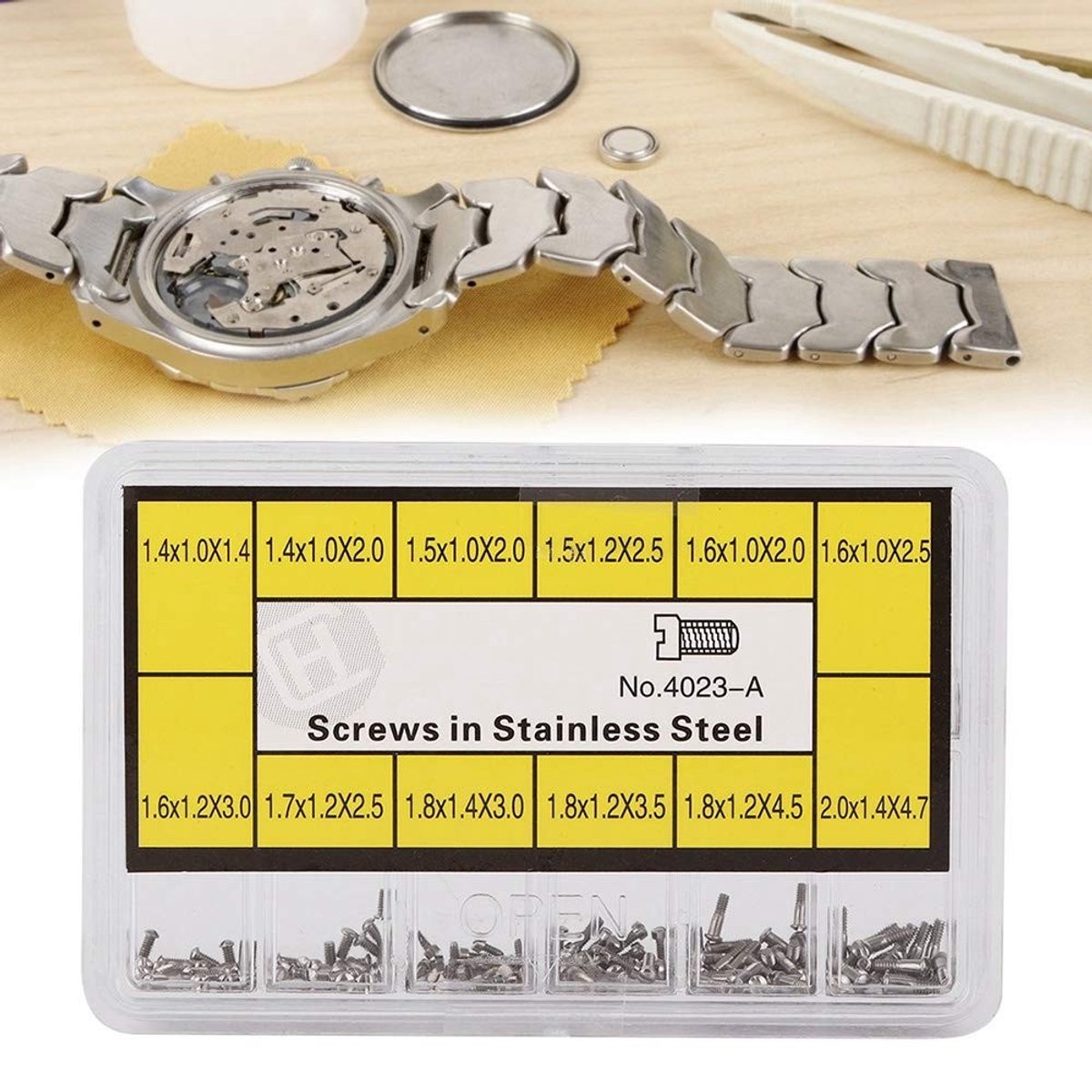 MTTproducts- Horloge Schroef Professionele Reparatieschroef - 12 Maten - Roestvrij Staal - Gereedschap - Opbergdoos - Duurzaam - Horlogeonderdeel
