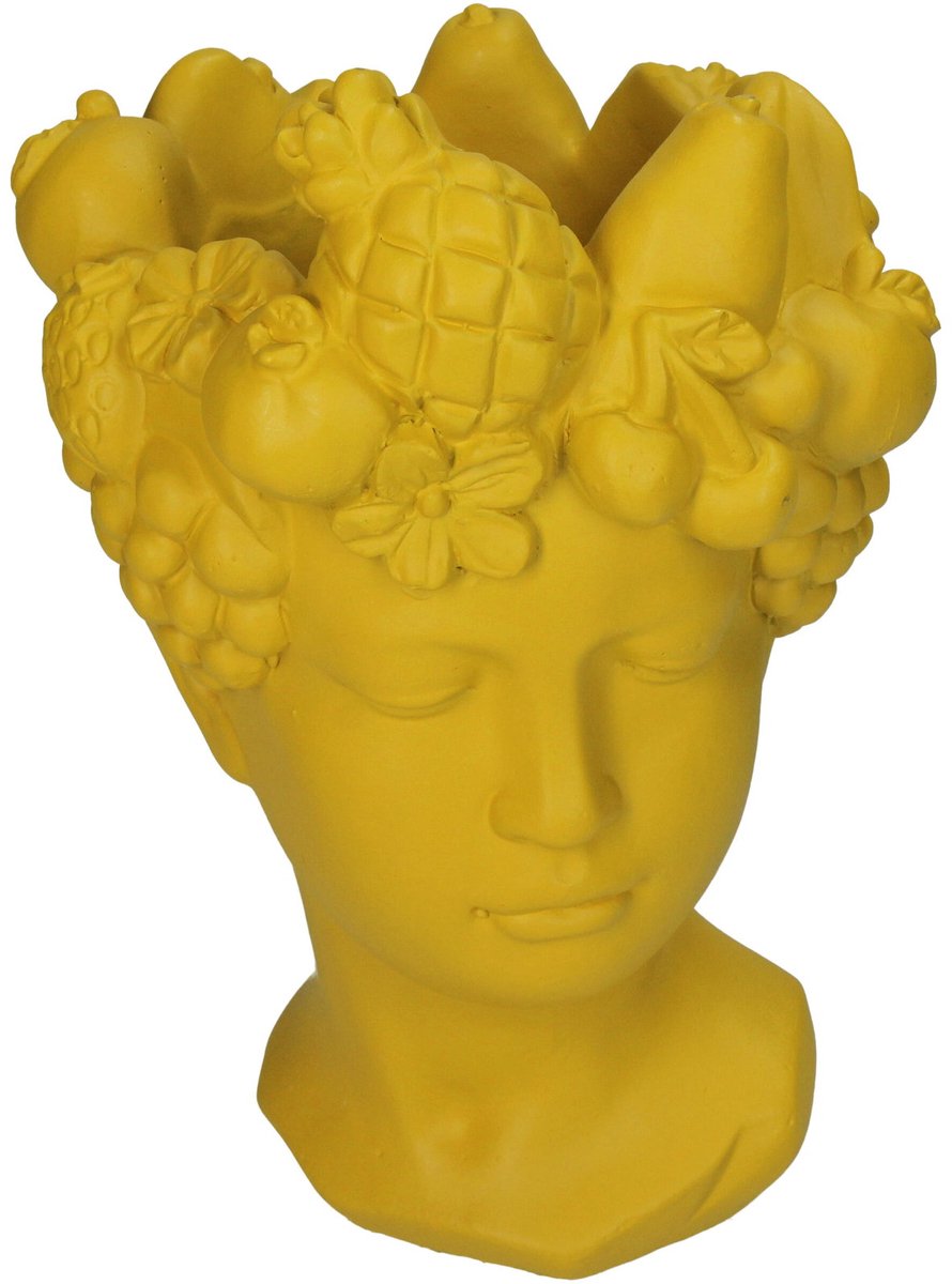 Plantenbak Hoofd Fruit Beton Geel 17x16x25 cm HD Collection