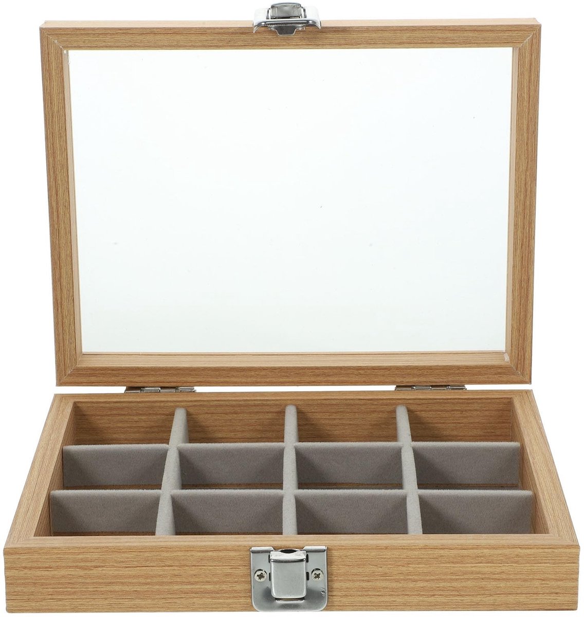 Cosensi- Sieradenbox Grote Capaciteit - Sieraden Organizer - Houten Sieradenhouder - Transparante Deksel - Meerdere Compartimenten - Georganiseerde Opslag - Sieradenorganizer