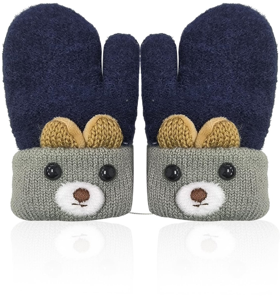 Cosensi- Winterhandschoenen Waterdicht - Dikke Gebreide Handschoenen - Koudebestendig - Voor Kinderen 0-3 Jaar - Marineblauw - Comfortabel en Warm - Kinderenhandschoenen
