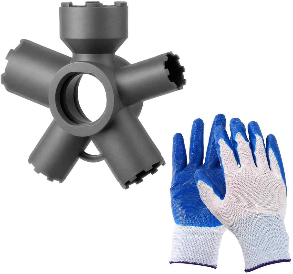 Cosensi- Kraanadapter - 10-in-1 Tool - Inclusief Handschoenen - Kunststof - Afmetingen 8x7,5x2,5cm - Betrouwbaar Materiaal - Kraan Gereedschap