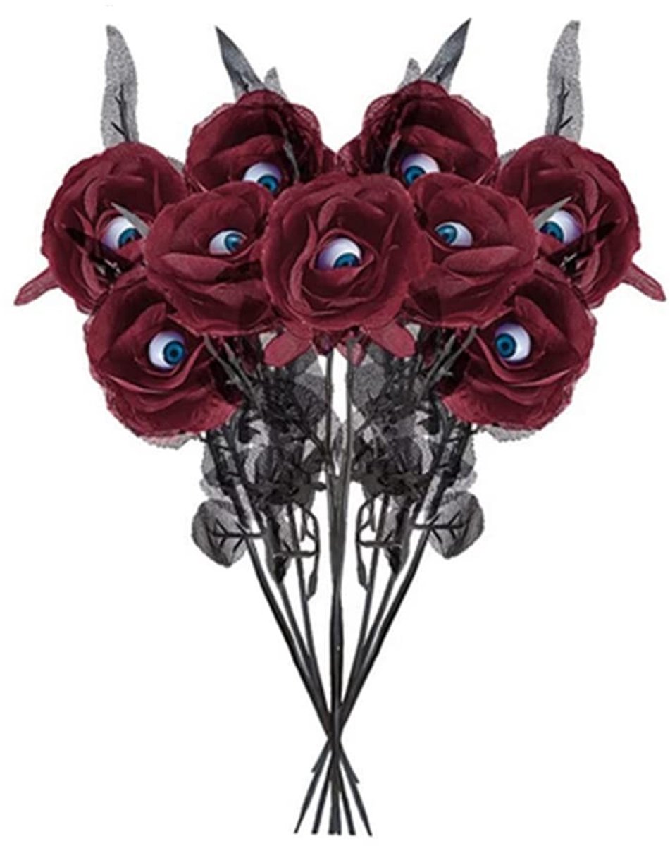 Cosensi- Kunstmatige Rozen 10 Stuks - Halloween Decoratie - Nep Rozen - Nep Bloemen Boeket - Zijden Rozen - Grappige Oogbollen