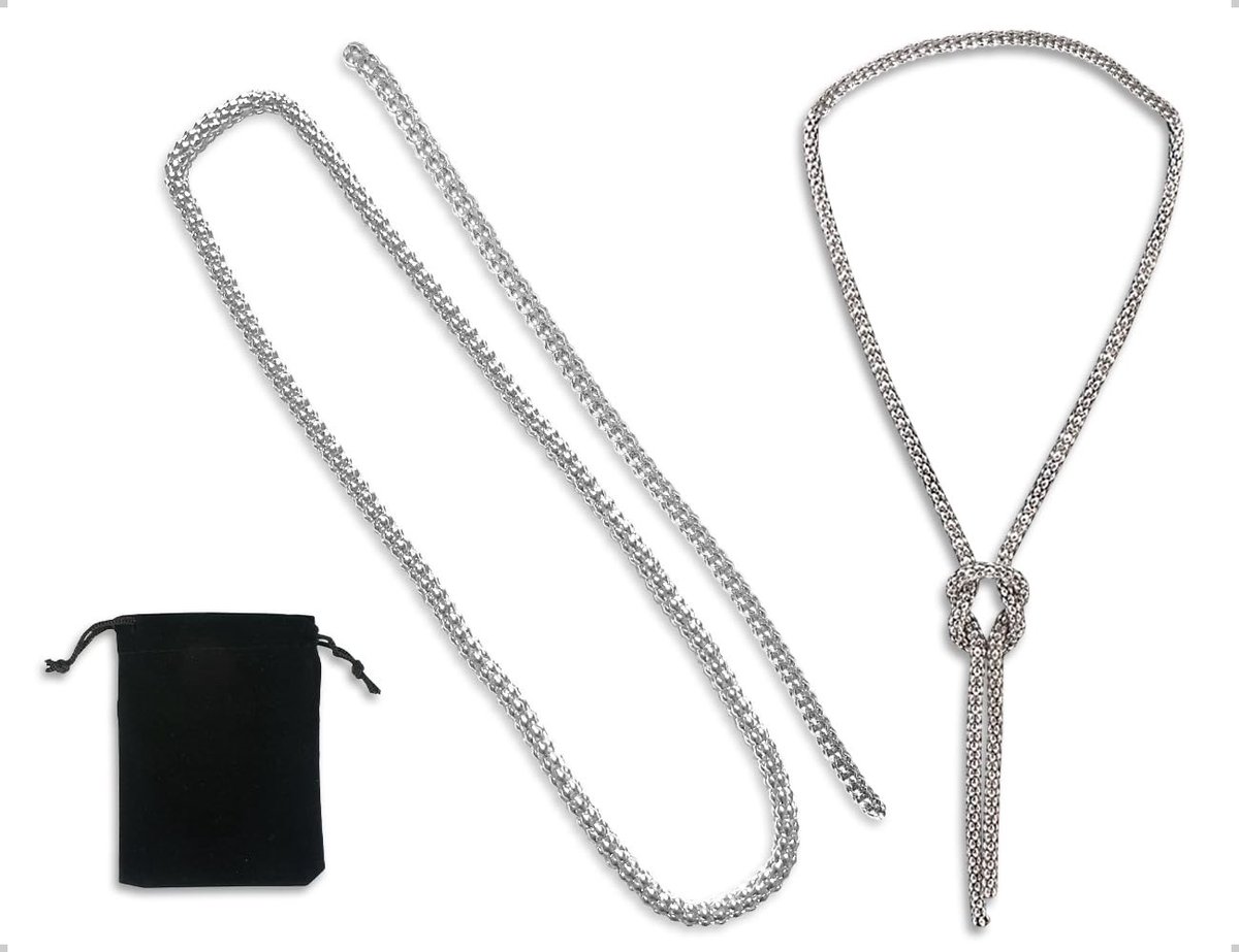 Cosensi- Halsketting Verstelbaar Elegant Zilver - Lange Ketting - Modesieraad - Dames - Geschikt voor Speciale Gelegenheden - Duurzaam Materiaal