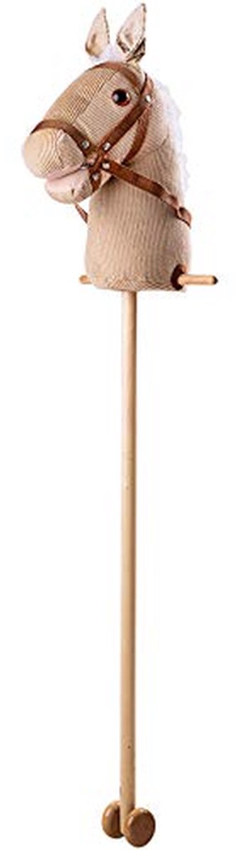 Beige Cord Hobby Paard met Handvatten en Wielen voor Jongere Kinderen