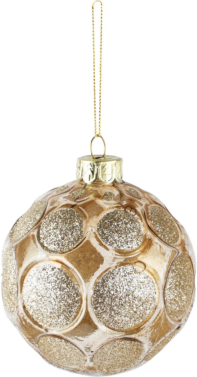 Dekoratief | Hanger bal m/bollen, champagne, glas, 8x8x8cm | A265994