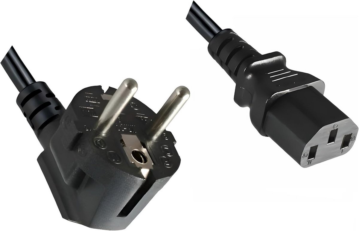 DINIC Power cable, power cord with 1.5 mm², CEE 7/7 grounded plug to C13, VDE (5 m, black)