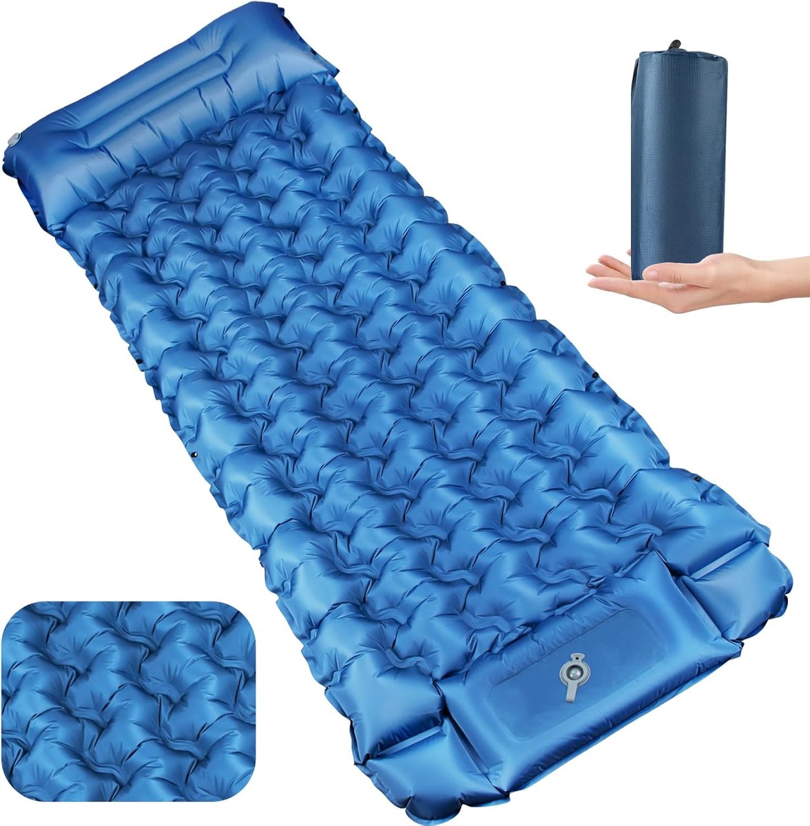 Zelfopblazend kampeermatras met voetpomp, ultralicht en compact voor wandelen en outdoor