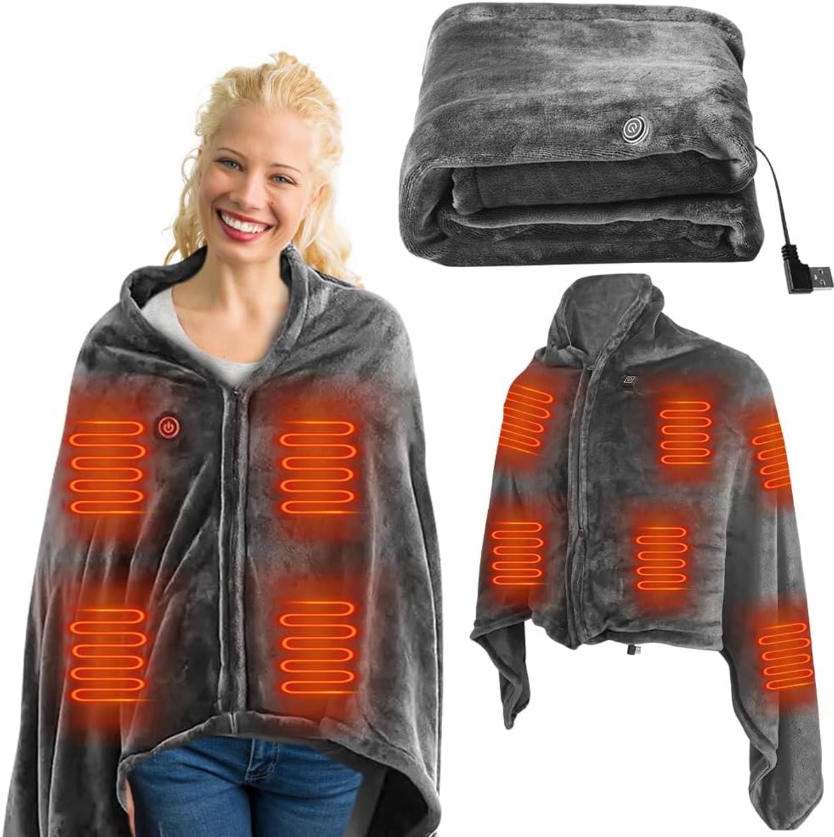 USB Verwarmingsdeken met 3 Warmtestanden - Zachte Flanel & Snel Warm - Ideaal voor Reizen en Thuis