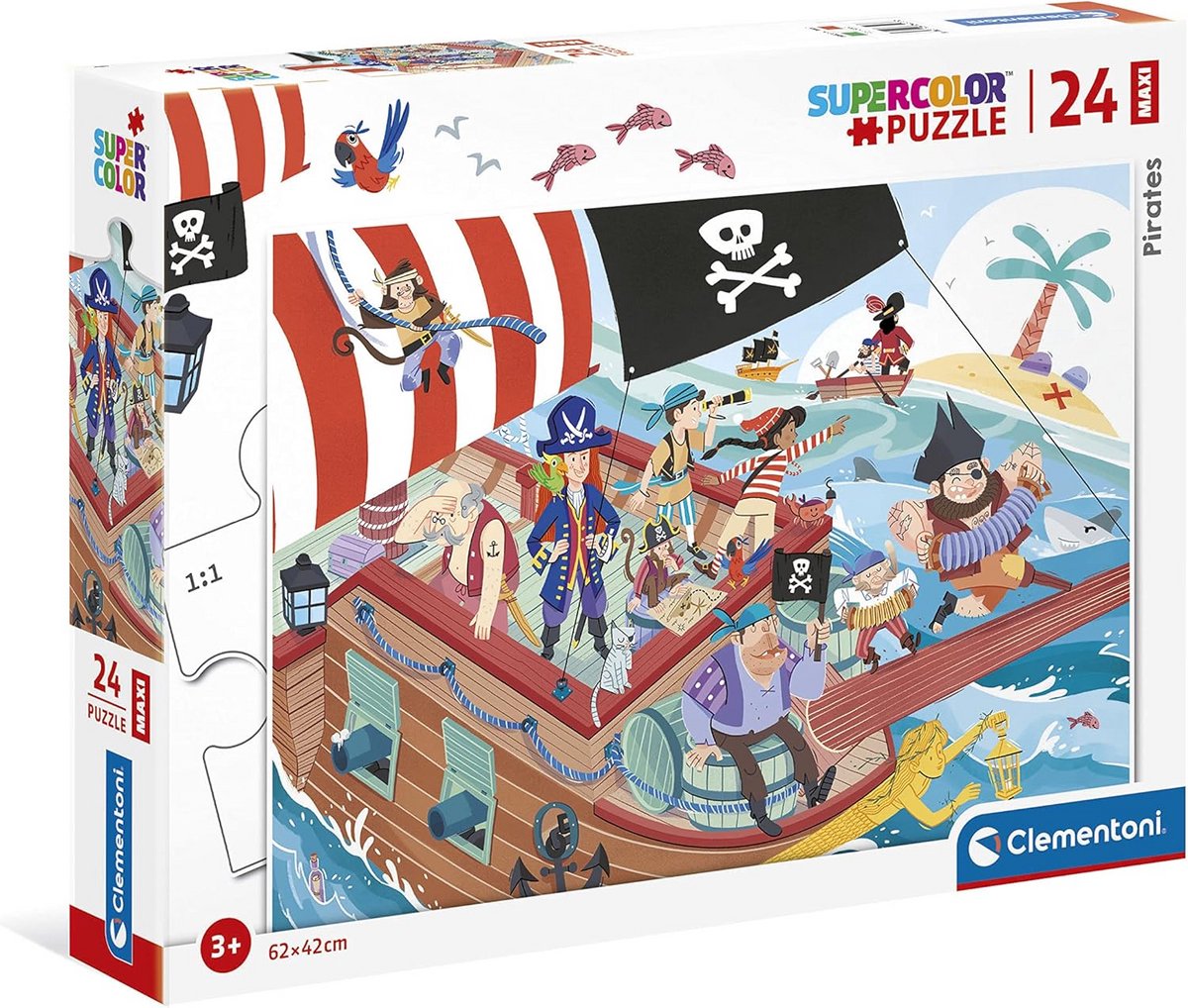 Grote Kinderpuzzel 24 Stukken Piraten Thema Educatief Spel voor Peuters