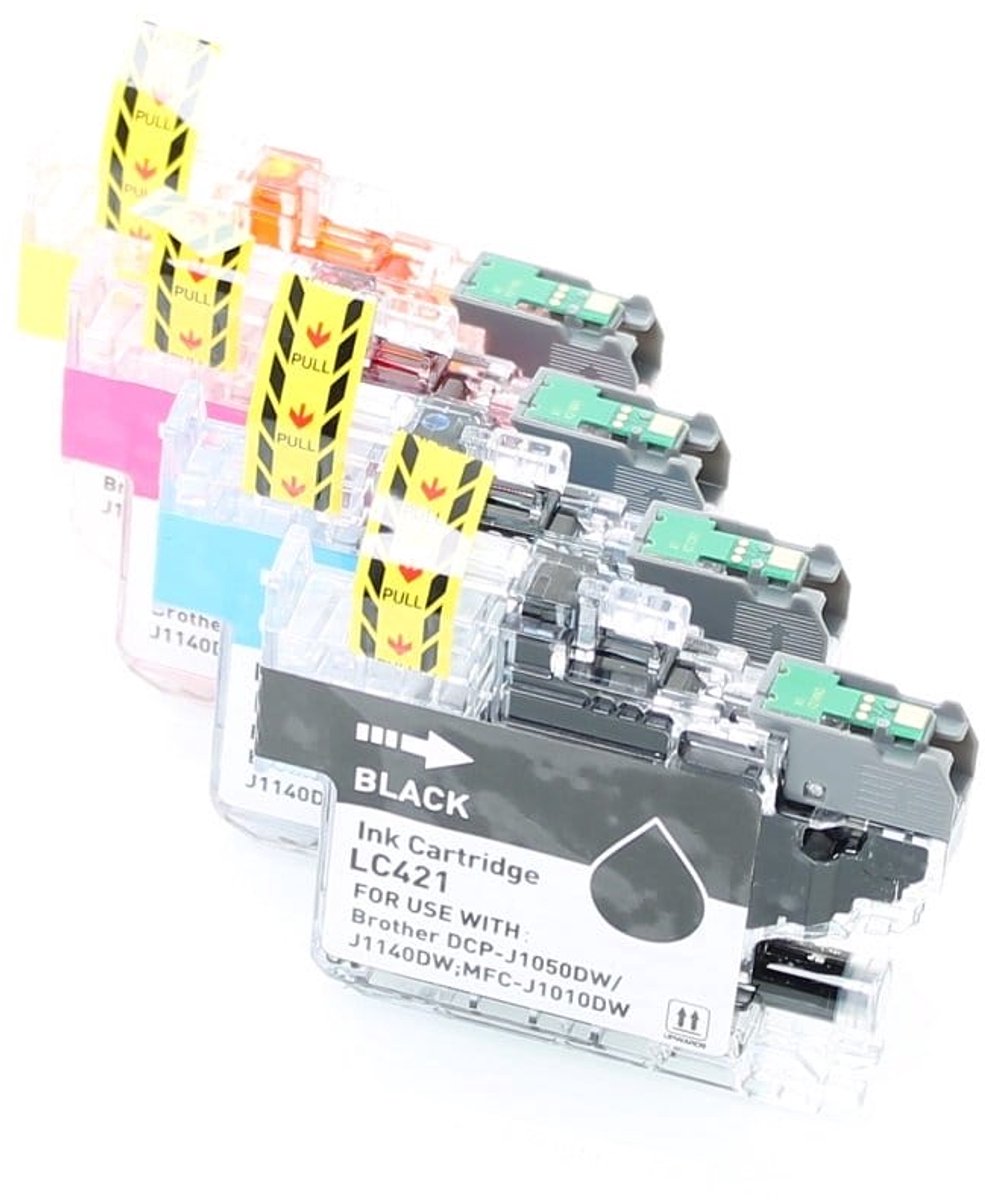 Brother - 4-Pack Inktcartridge - LC421 - Cyaan - Huismerk - geschikt voor LC421VAL, LC421XLVAL, DCP-J1050DW, DCP-J1140DW, MFC-J1010DW