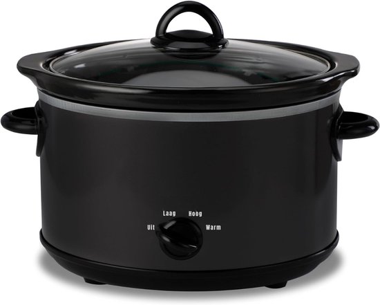 REN® Slowcooker met timer - Slowcooker - Crockpot - Zwart - ‎31cm x 21cm x 20cm