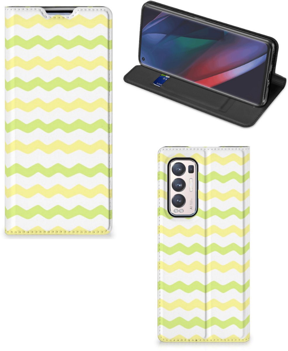 OPPO Find X3 Neo Hoesje met Magneet Waves Yellow
