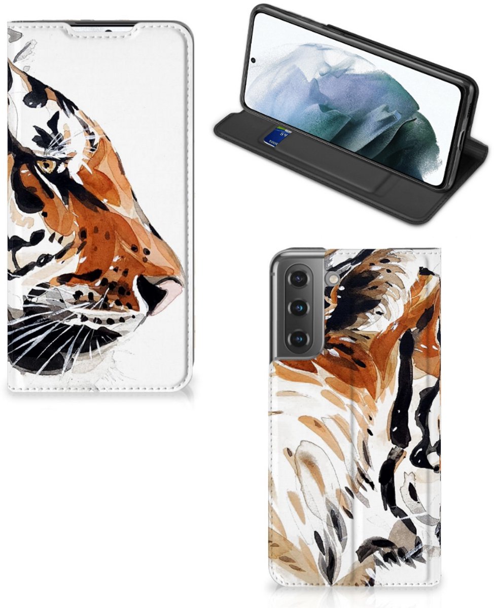 Bookcase Samsung Galaxy S21 FE Watercolor Tiger