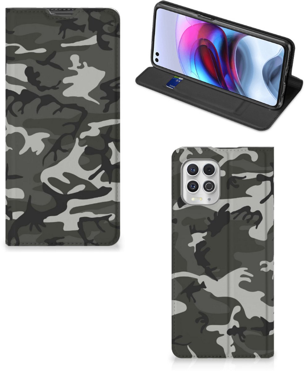 Motorola Moto G100 Hoesje met Magneet Army Light