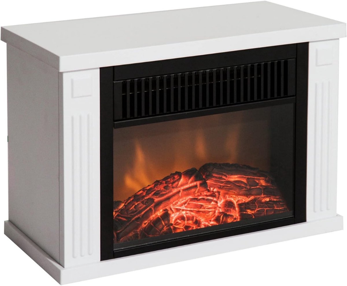 REN®Sfeerhaard elektrisch - Sfeerhaarden -Sfeerhaard met Schouw- 11D x 19B x 29H centimeter - LED-haard met bedrieglijk echte vlameffecten - Wit - 17cm x 34cm x 25cm