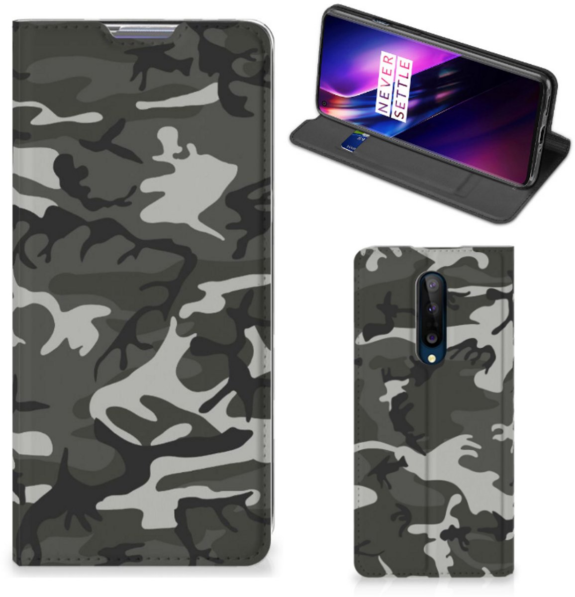 OnePlus 8 Hoesje met Magneet Army Light
