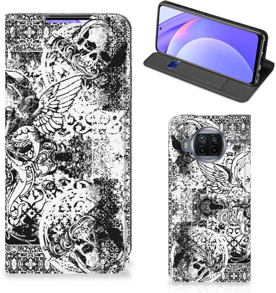 Mobiel BookCase Xiaomi Mi 10T Lite Skulls Angel