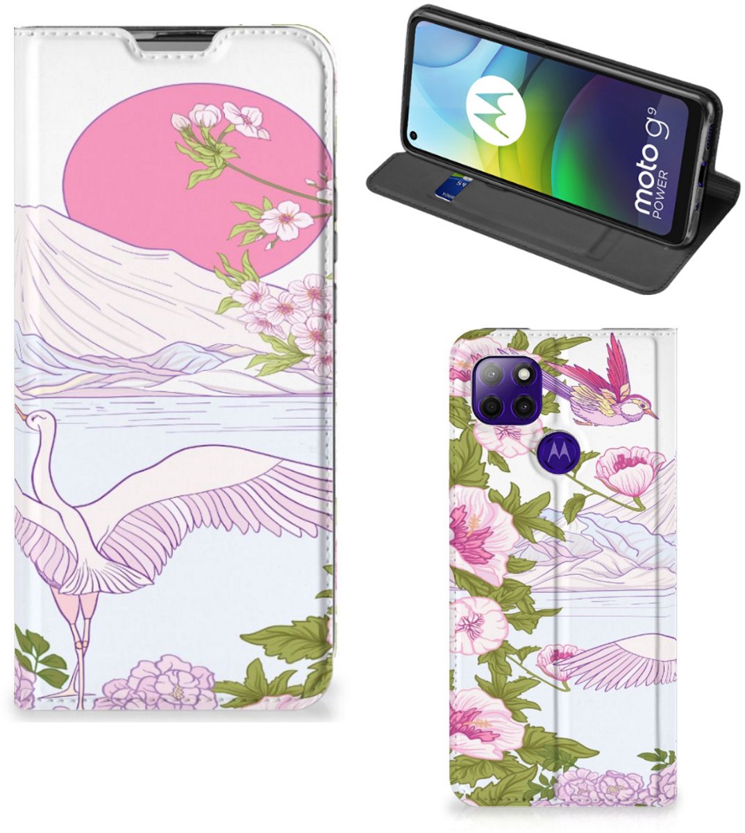 Book Case voor Motorola Moto G9 Power Hoesje maken Bird Standing
