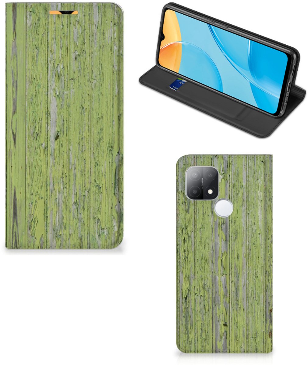 OPPO A15 Book Wallet Case Green Wood