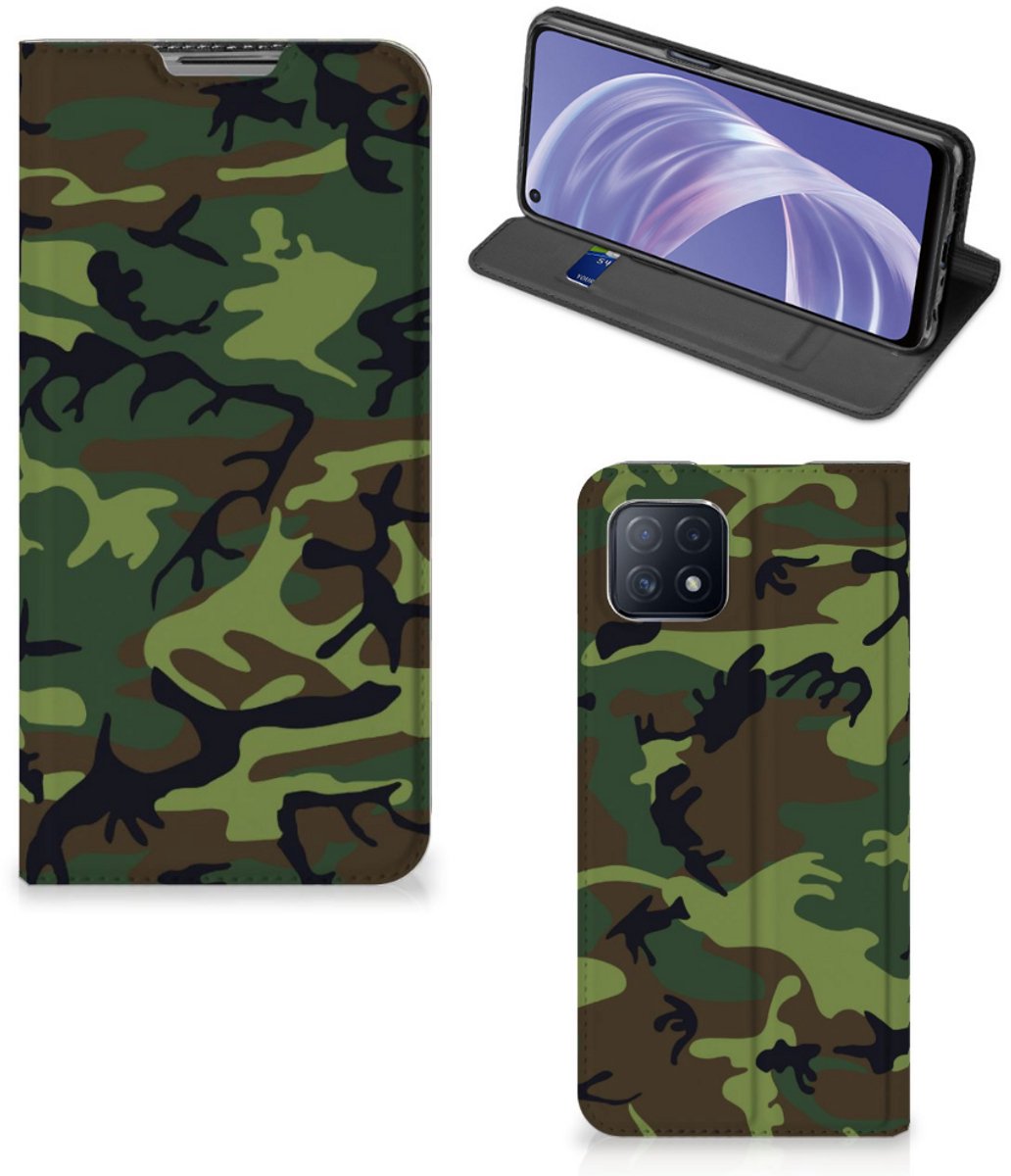 OPPO A73 5G Hoesje met Magneet Army Dark