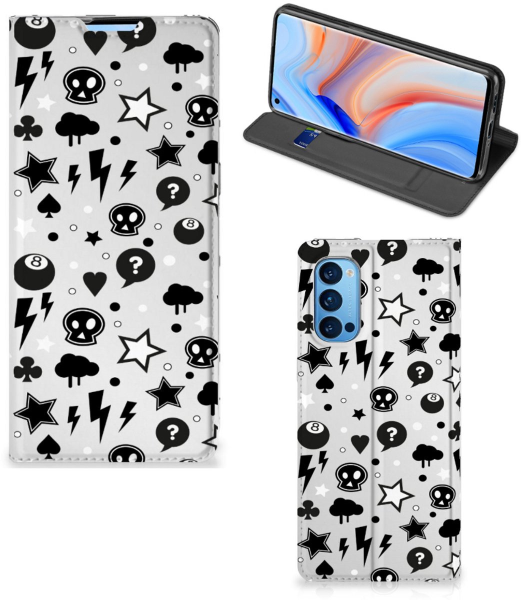 Mobiel BookCase OPPO Reno4 Pro 5G Silver Punk