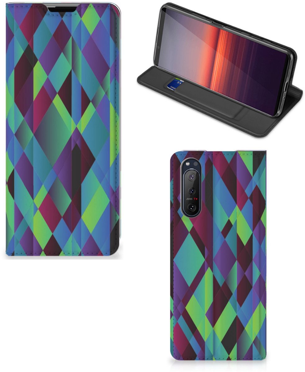 Sony Xperia 5 II Stand Case Abstract Green Blue