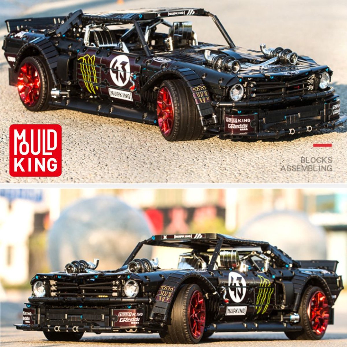 Mould King 13108 Mustang Hoonicorn mega bouwset | City fast racing champions adventure | Creator classic motor bouwpakket | Technische speelgoed ideas voor volwassenen & kinderen | DIY furious speed auto - geschikt voor lego | Bouwdoos met 3201 bloks — afbeelding 10