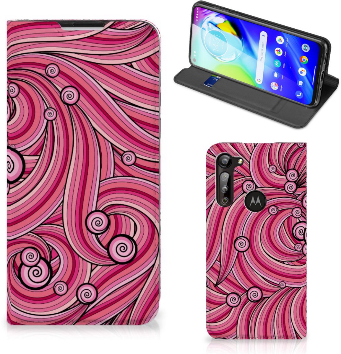 Motorola Moto G8 Power Bookcase Swirl Pink