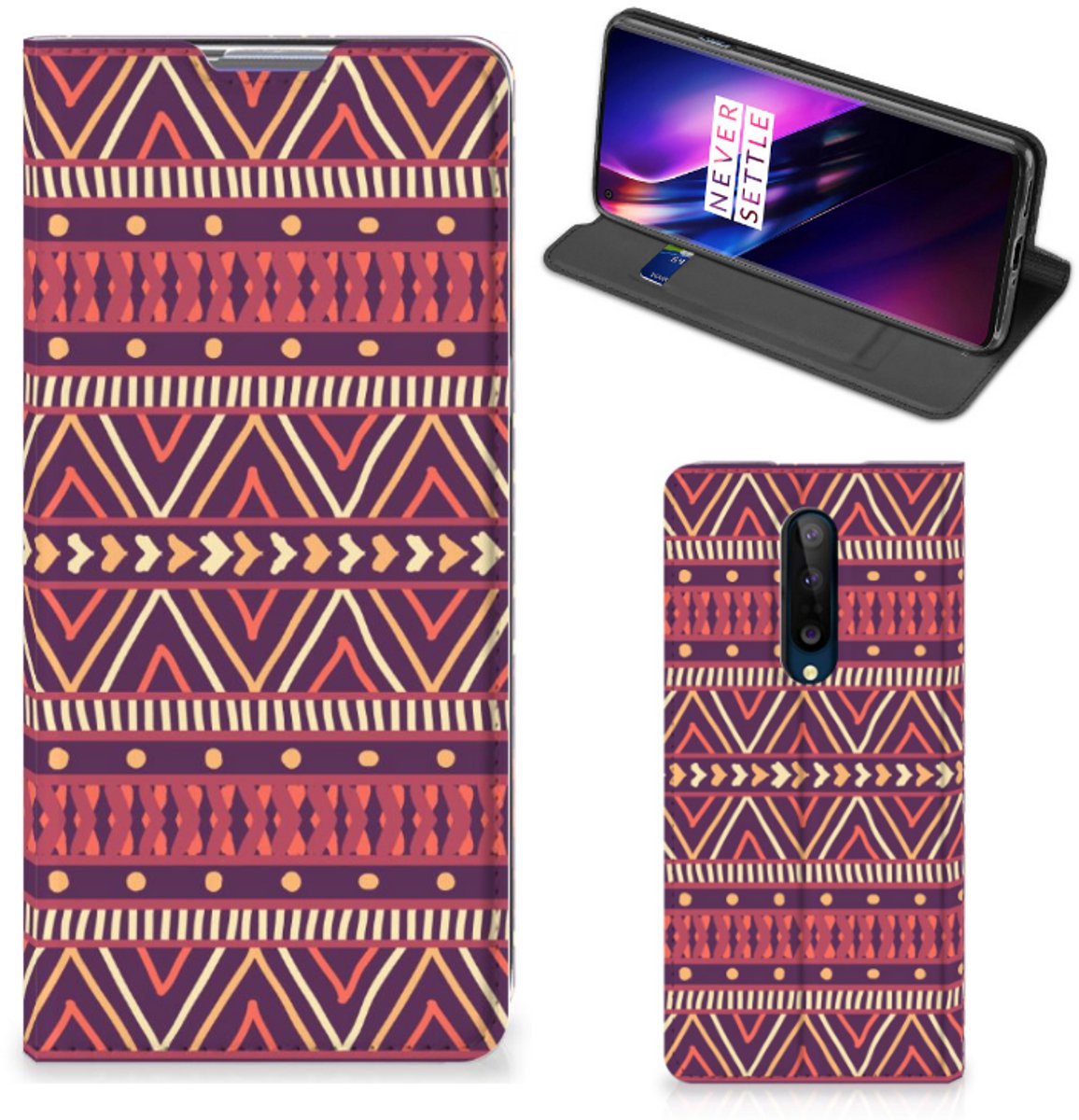 OnePlus 8 Hoesje met Magneet Aztec Paars