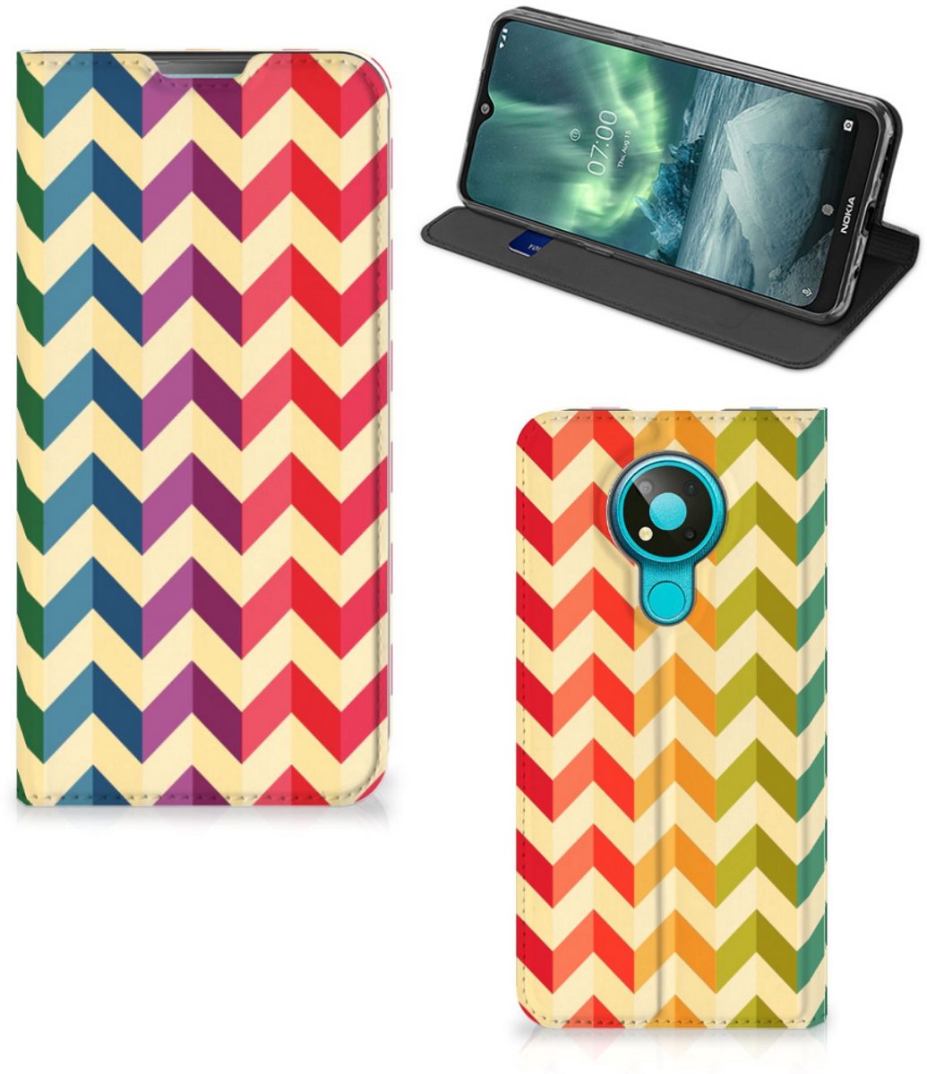 Nokia 3.4 Hoesje met Magneet Zigzag Multi Color