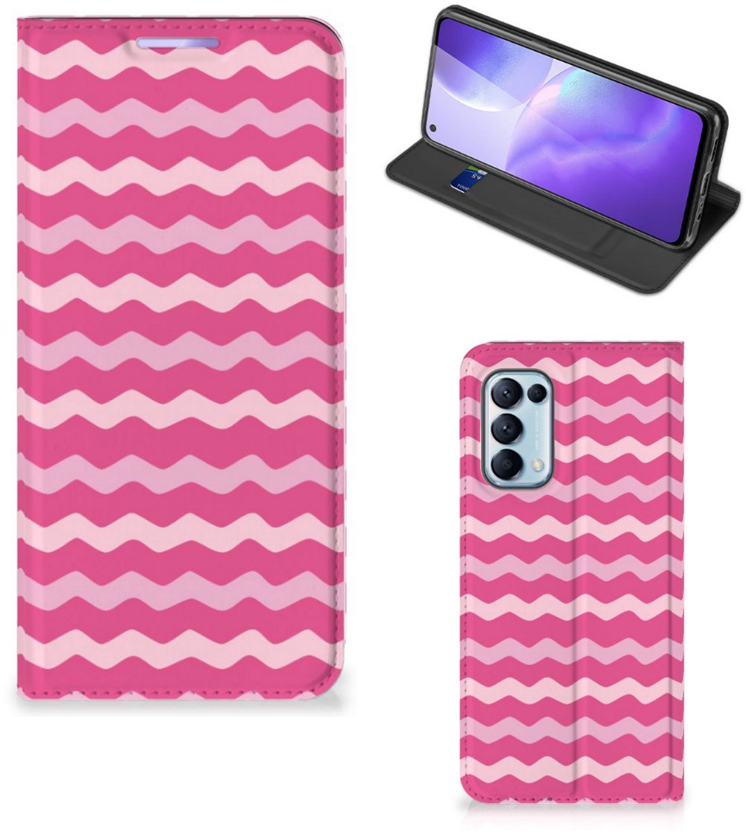 OPPO Find X3 Lite Hoesje met Magneet Waves Pink