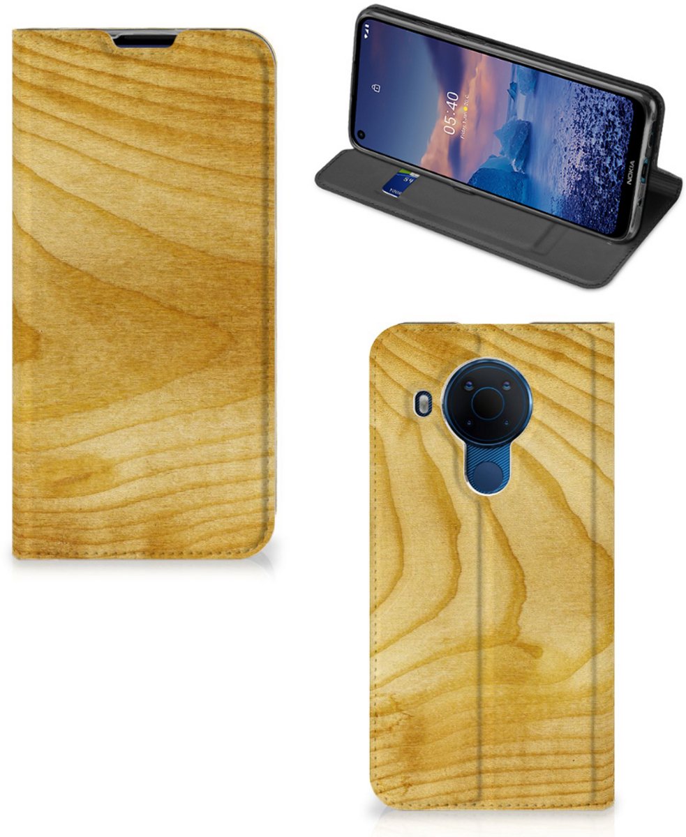Nokia 5.4 Book Wallet Case Licht Hout