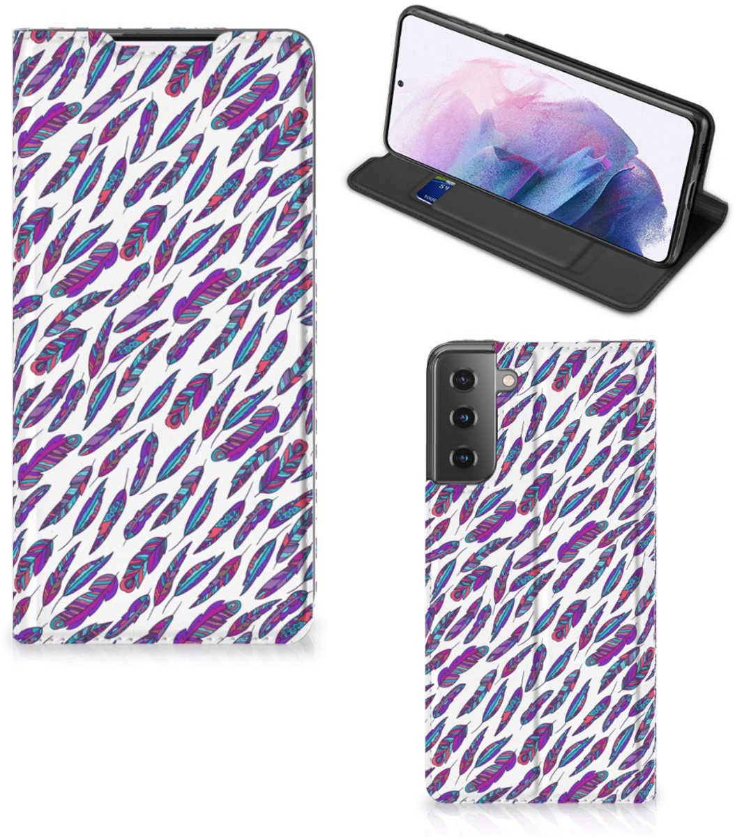 Samsung Galaxy S21 Plus Hoesje met Magneet Feathers Color