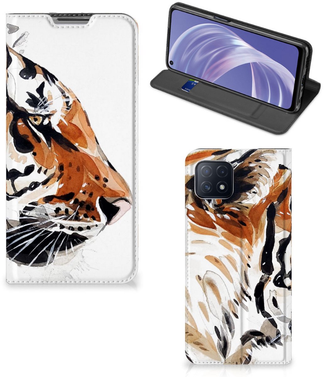 Bookcase OPPO A73 5G Watercolor Tiger