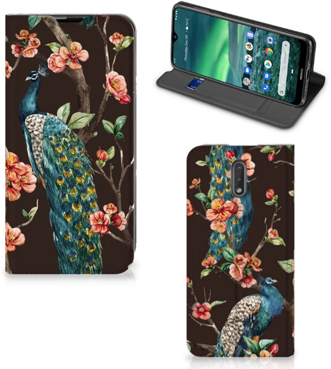 Nokia 2.3 Hoesje maken Pauw met Bloemen
