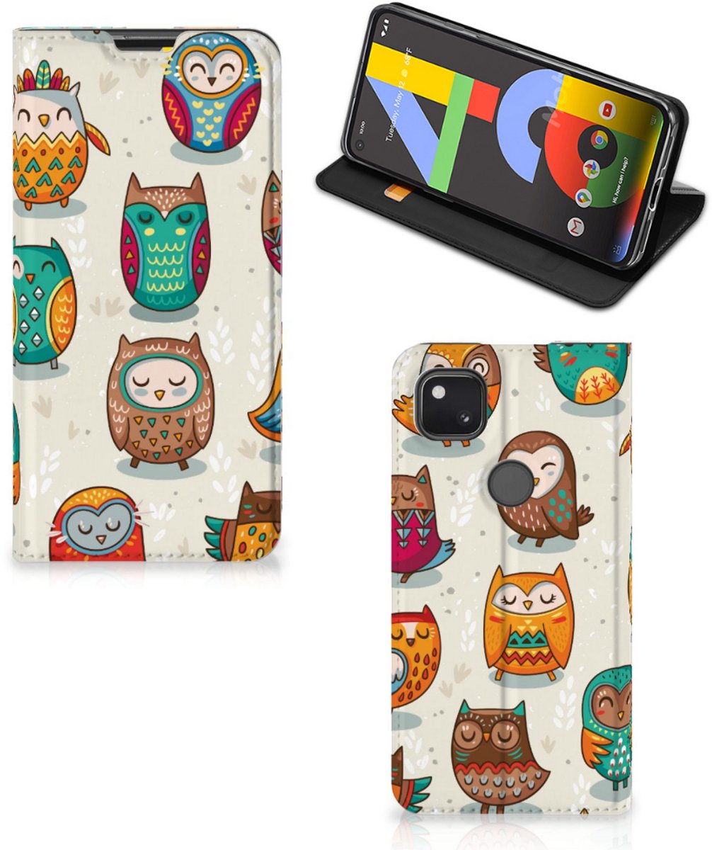 Google Pixel 4a Hoesje maken Vrolijke Uilen
