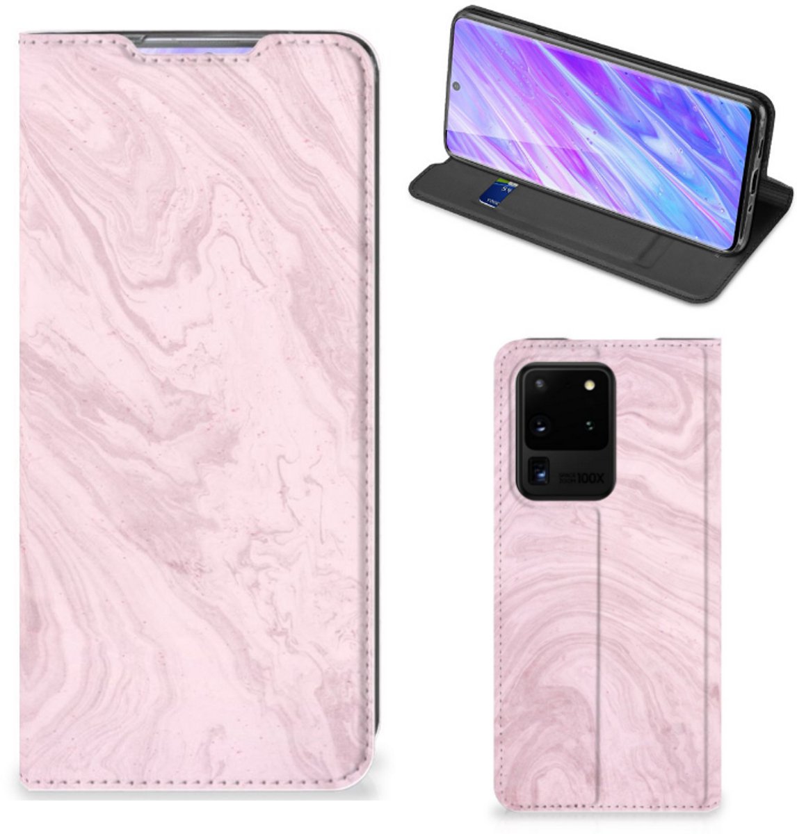 Samsung Galaxy S20 Ultra Standcase Marble Pink - Origineel Cadeau Vriendin