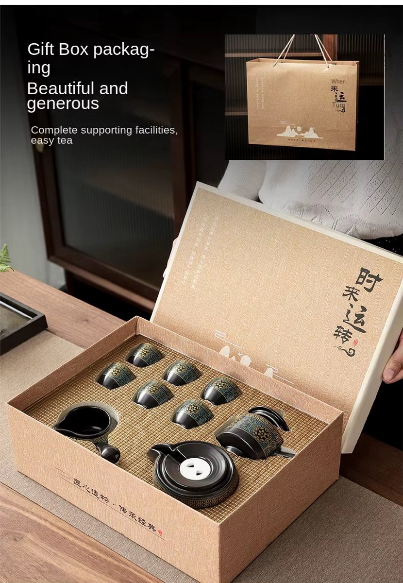 Kungfu Theeservies – Keramische Thee Set – Halfautomatisch – Roterend Systeem – Met Kopjes