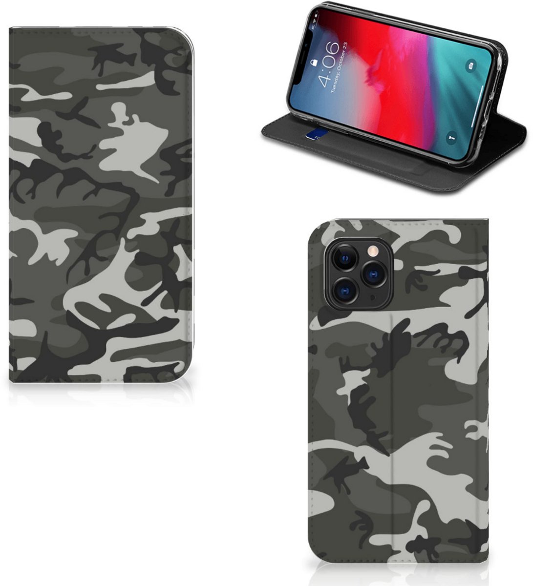 Book Case voor Apple iPhone 11 Pro Hoesje met Magneet Army Light