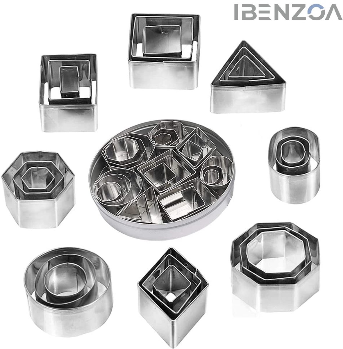 Mini Uitsteekvormen - Geometrische Vormen - 24 Stuks - RVS