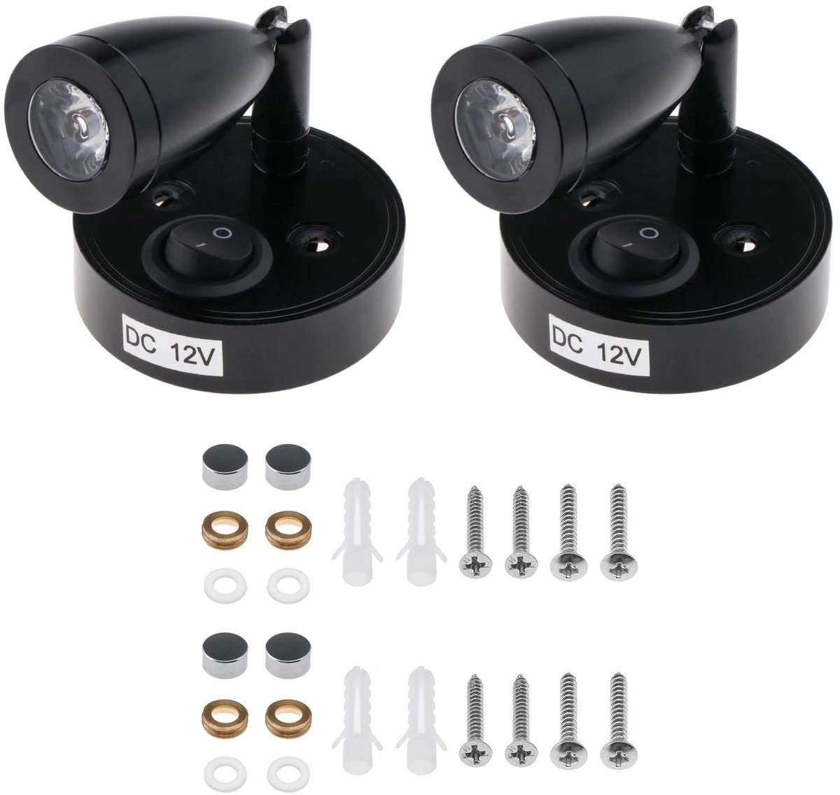 Dailygoods - LED-interieurspot 12V - Leeslamp met instelbare schakelaar - Warm licht 3500K - Geschikt voor camper, caravan, busje, boot