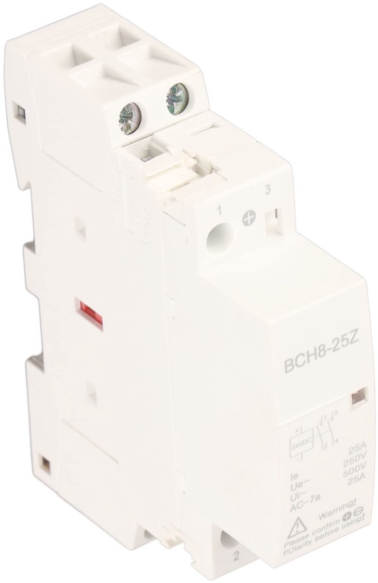 Elzusha - BCH8-25 2NO DC-schakelaar - Modulaire schakelaar - Stil en betrouwbaar - DC 24V - Geschikt voor Smart Home - Ideaal voor hotels