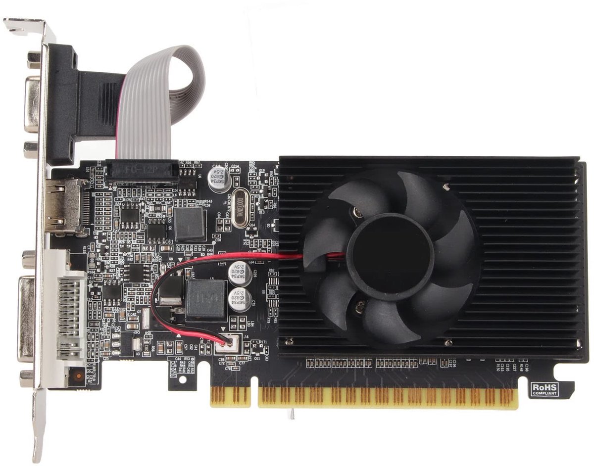 Vlemico - Grafische Kaart - 1GB Discrete Gamingkaart - Snelle Koeling - Compact Formaat - HDMI en VGA/DVI - Ideaal voor Gamers - PCI Express X16 2.0
