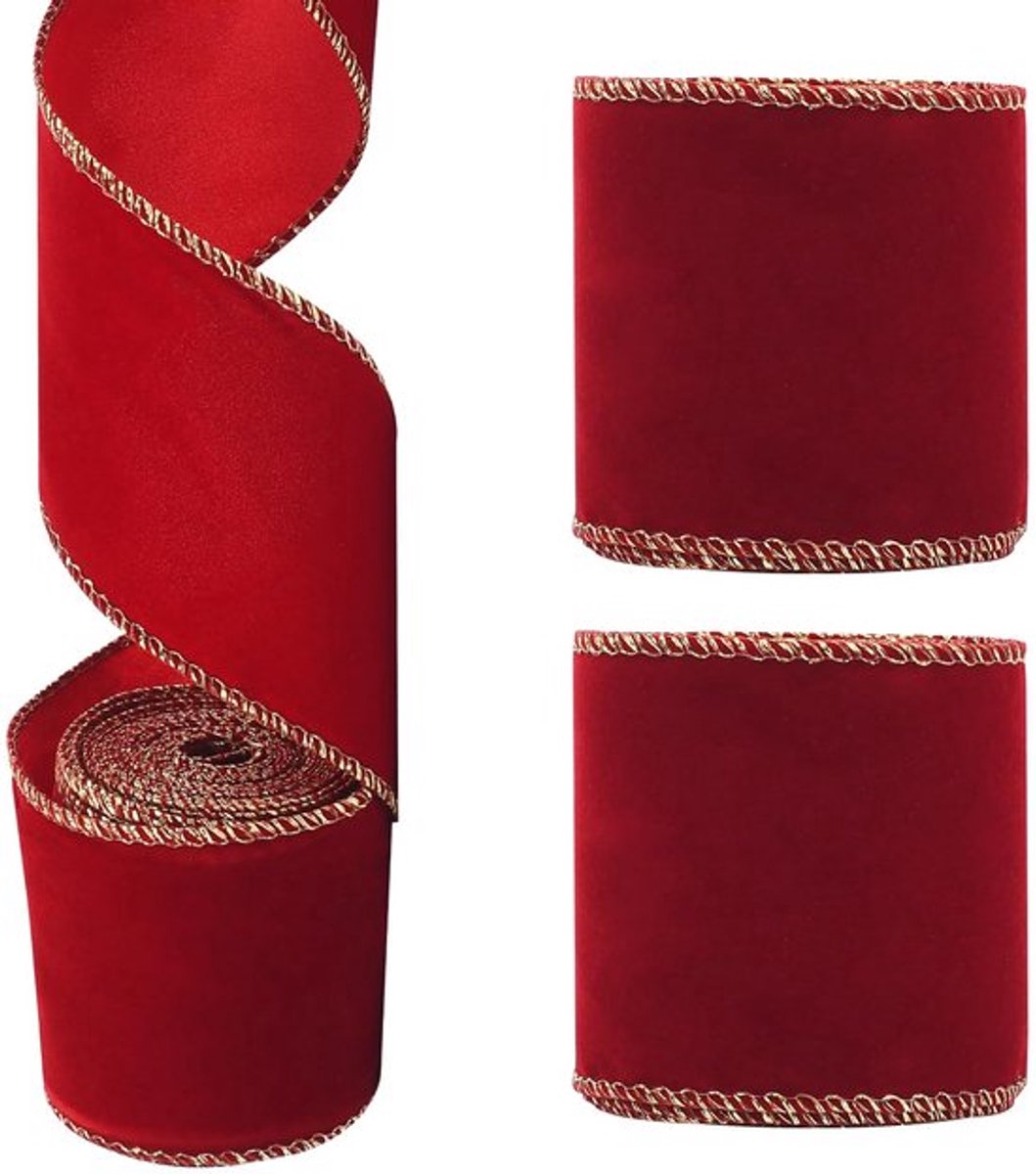 Rollen Kerst Fluwelen Linten Wijnrood Kerst Bedrade Rand Linten Verjaardagscadeau Inpakken Linten voor DIY Craft Decoratie