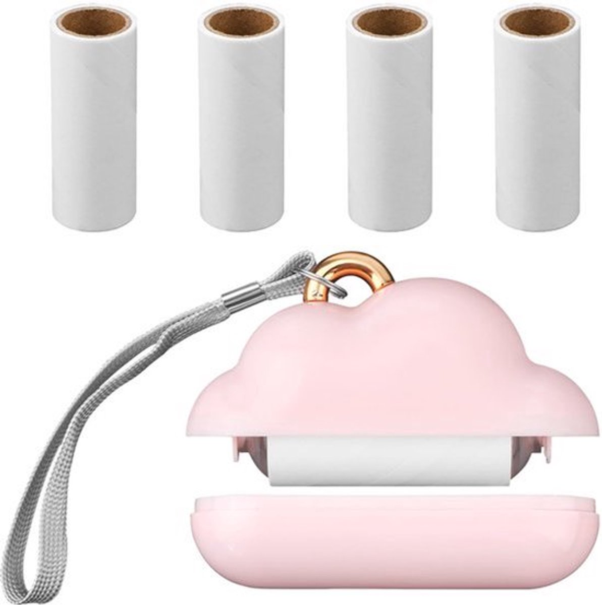 Mini Lint Roller - Reusable Refill Paper - 150 Vellen - Draagbaar en Lichtgewicht (Roze)