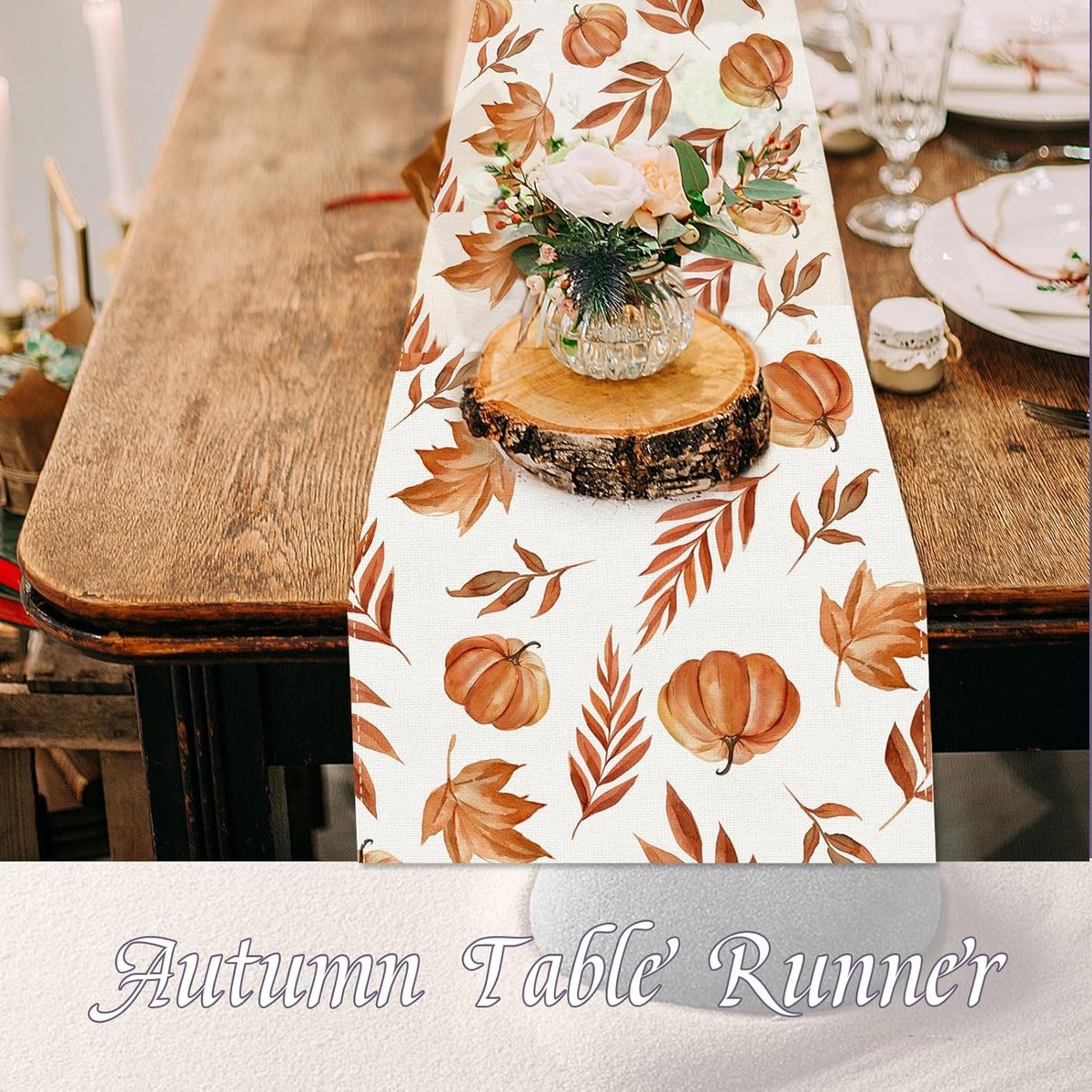 Tafelkleed - Lange runner - Herfst decoratie - Waterproof materiaal - 40 x 140 cm - Oranje