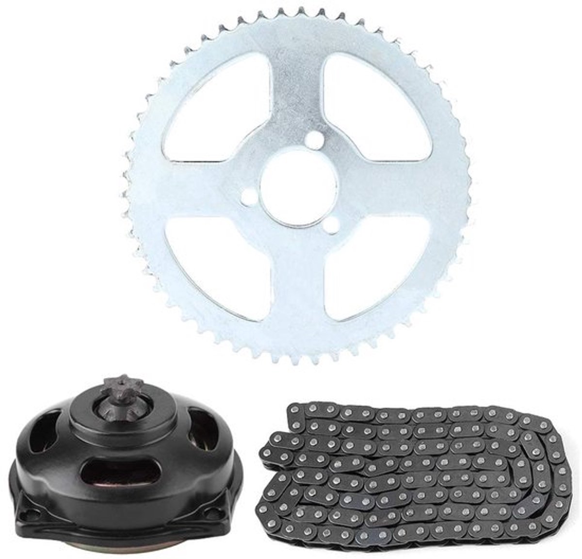 Kettingset T8F met 6T aandrijving en achterwiel voor motorfiets