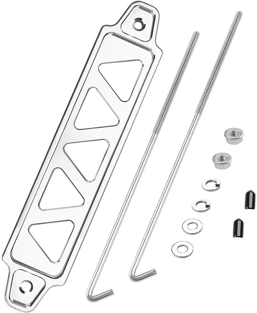 Dailygoods - Bevestigingsbeugel - Universeel voor auto batterij - Aluminium - Vijf gaten - Stevig en duurzaam - Geschikt voor auto en maritiem - Zilve