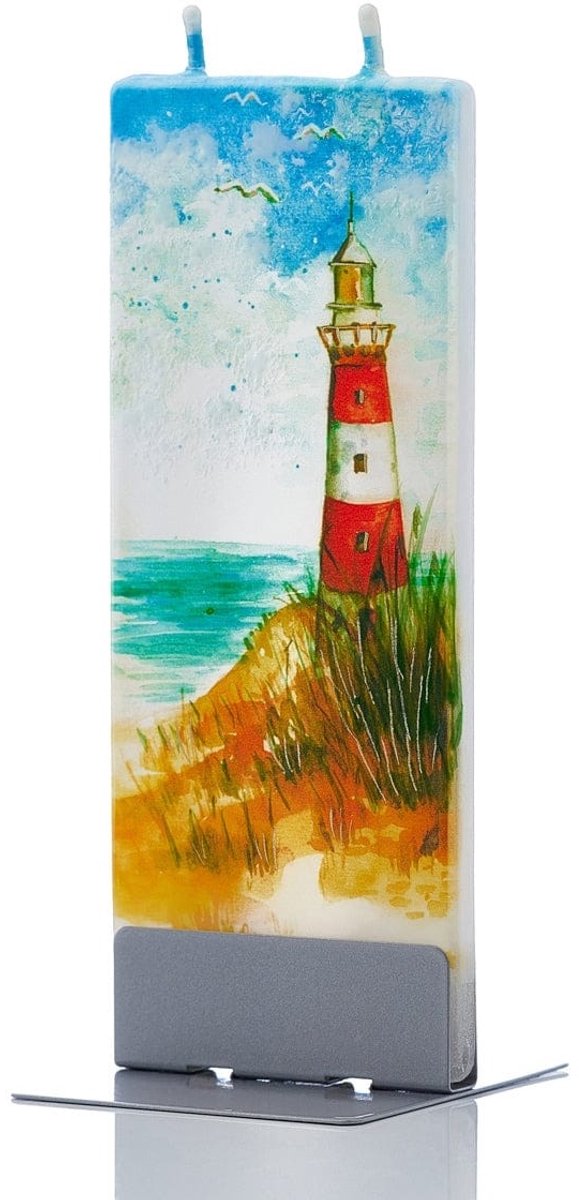 Vuurtoren aan de Kust | FLATYZ platte kaars – uniek handbeschilderd cadeau