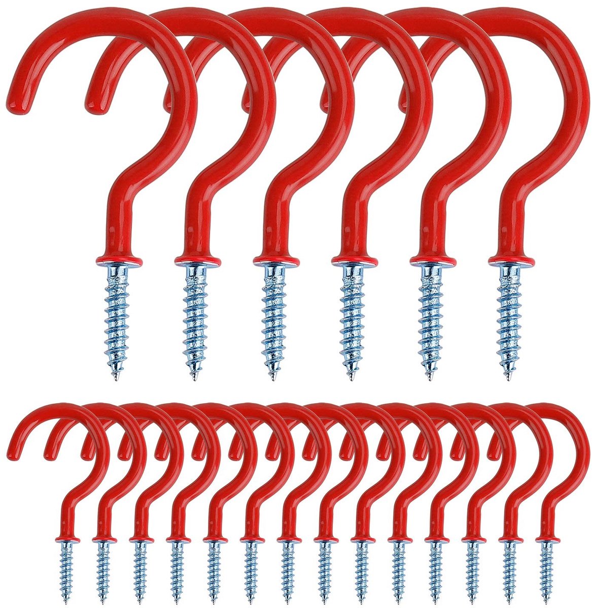 Dailygoody - Schroefohaken - Haak voor plafond - 20 Stuks - Rood